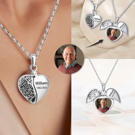 Memorial Personalized Custom Heart Locket Necklace